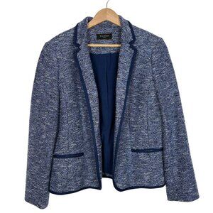 Talbots Blue Tweed Soft Style Blazer with Single Button Closure Size: 14 Petite